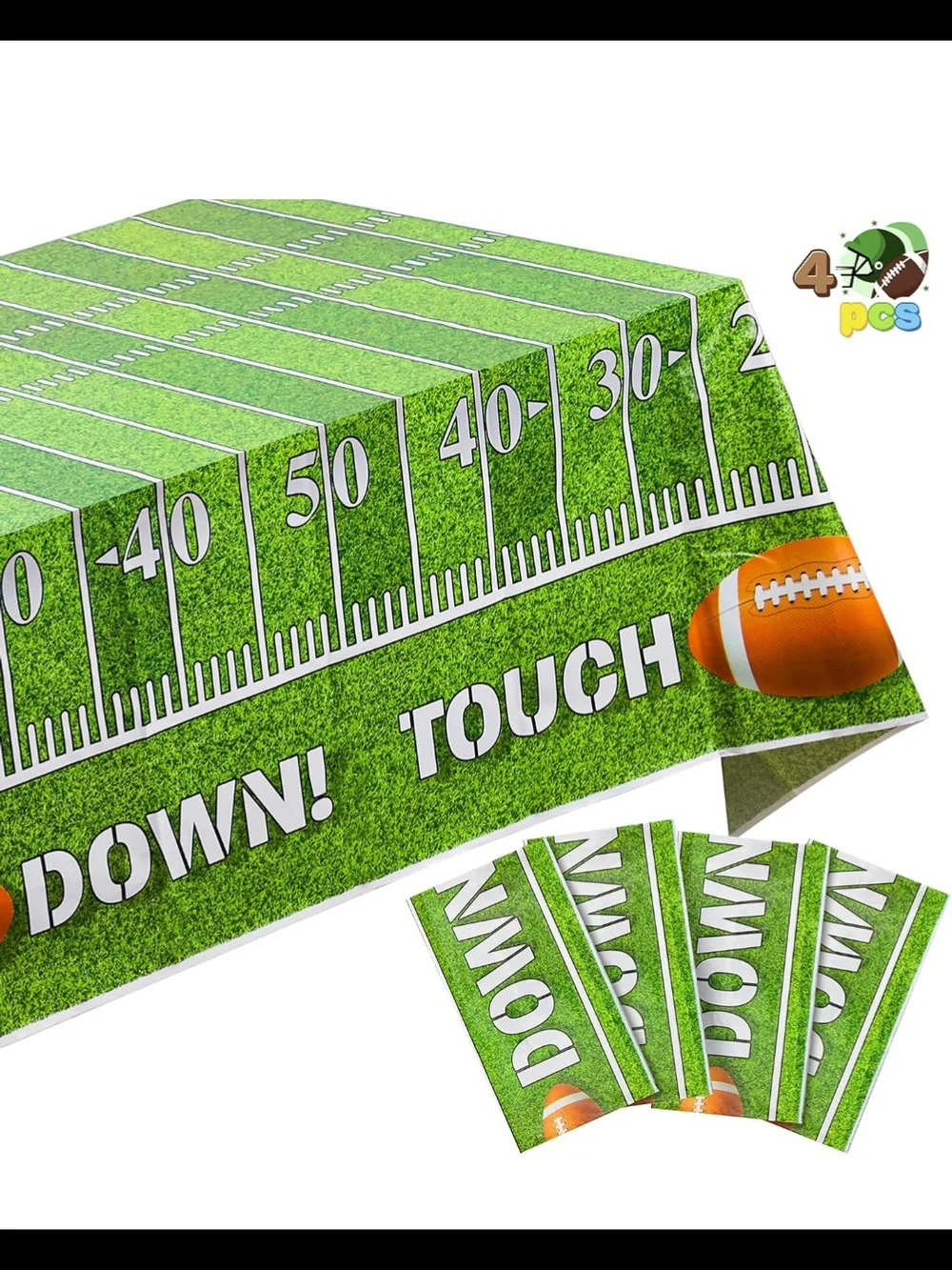 JOYIN 4 Pack Game Day Football Tablecloth Party Decorations Birthday 54x72